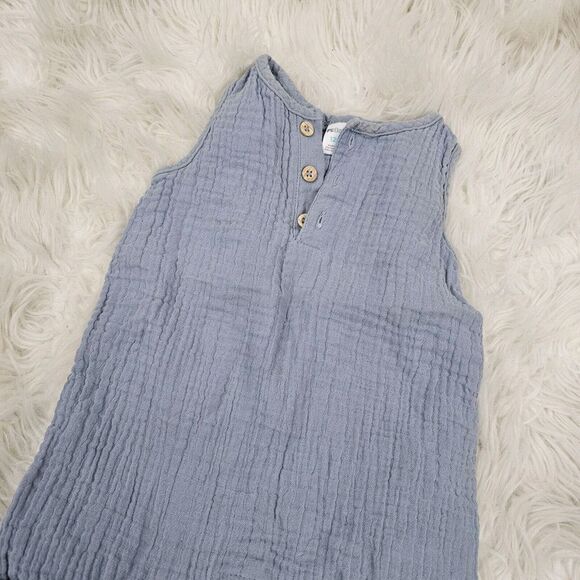 PL BABY Blue Baby Boy Size 12M Button Up Muslin Gauze - Picture 3 of 5